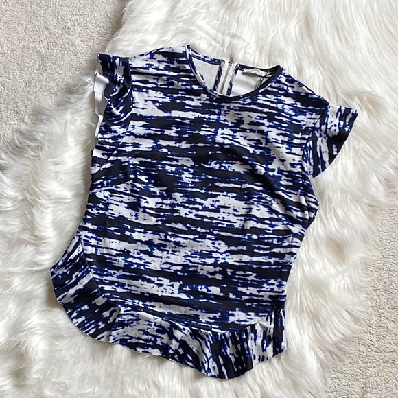 Zara Abstract Print, Flounce Woman’s Blouse - Picture 2 of 6